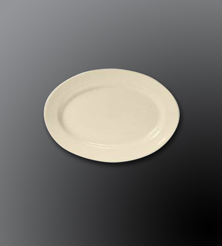 Rolled Edge Ceramic Dinnerware Dover White Oval Platter 9.75"L x 6.75"W